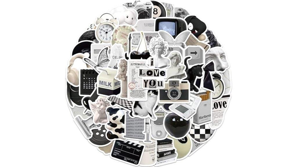 aesthetic black and white stickers