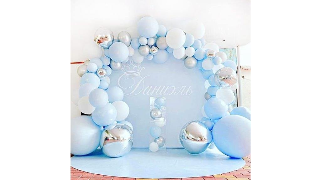 blue and white balloon garland