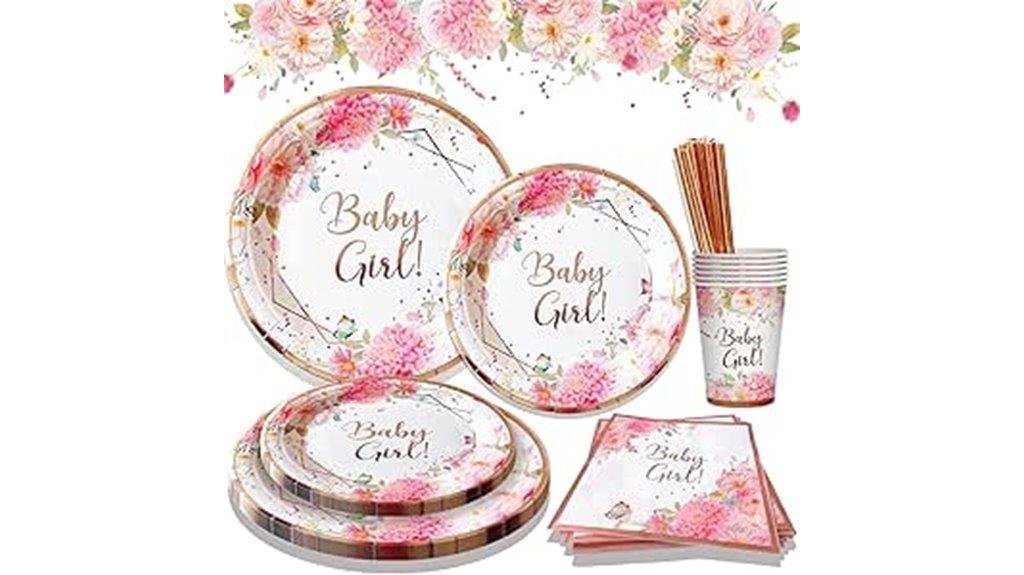 floral pink baby shower set