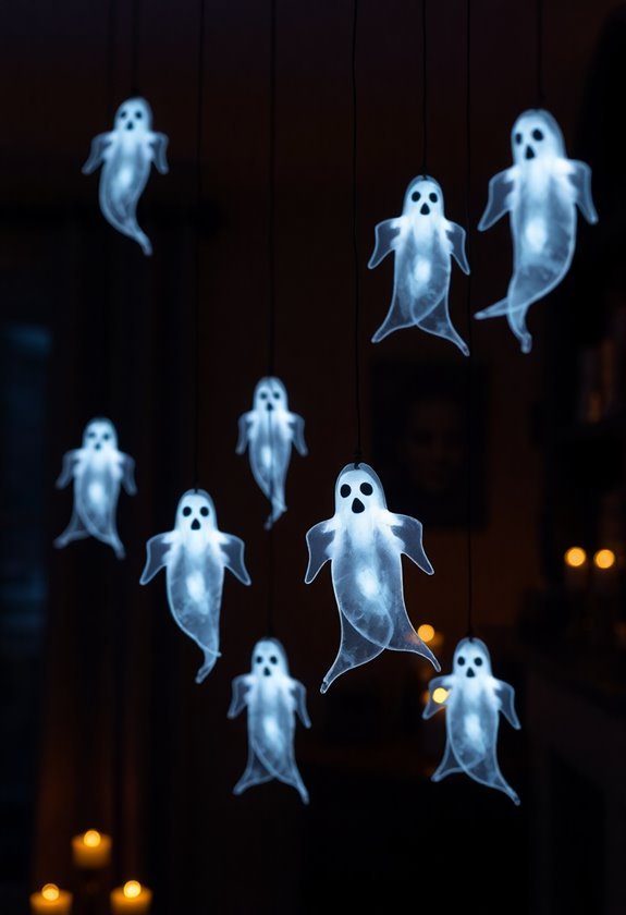 glowing ghosts in darkness