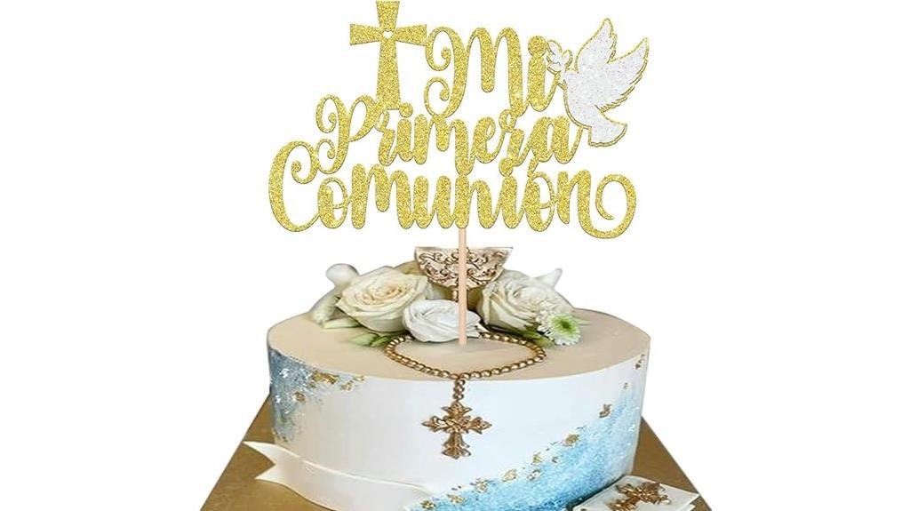 golden communion cake decorations