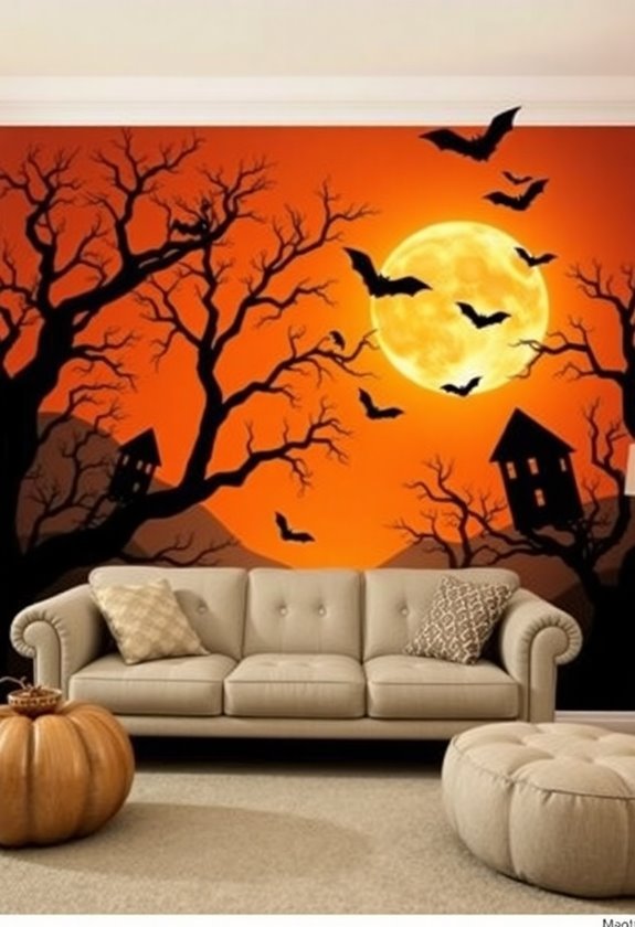 halloween themed murals displayed