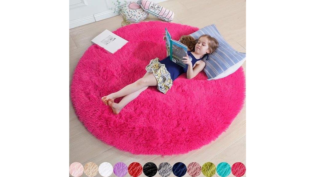 intense pink round rug