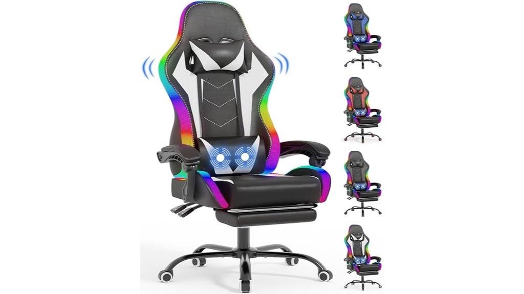 led gaming chair with massage