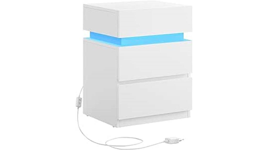 led nightstand with drawers