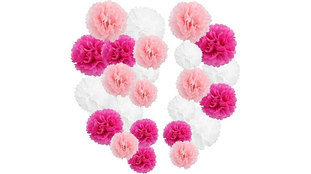 light pink decorative pom poms