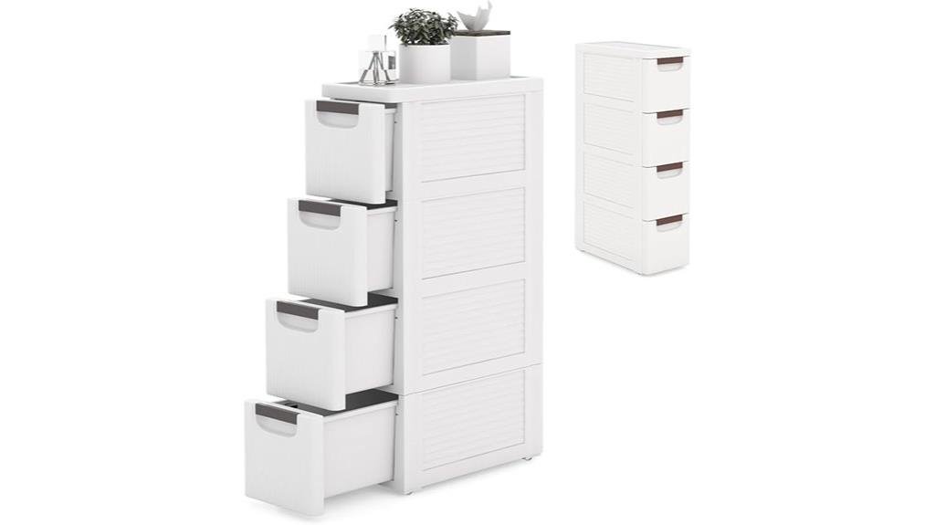 narrow cabinet with wheels