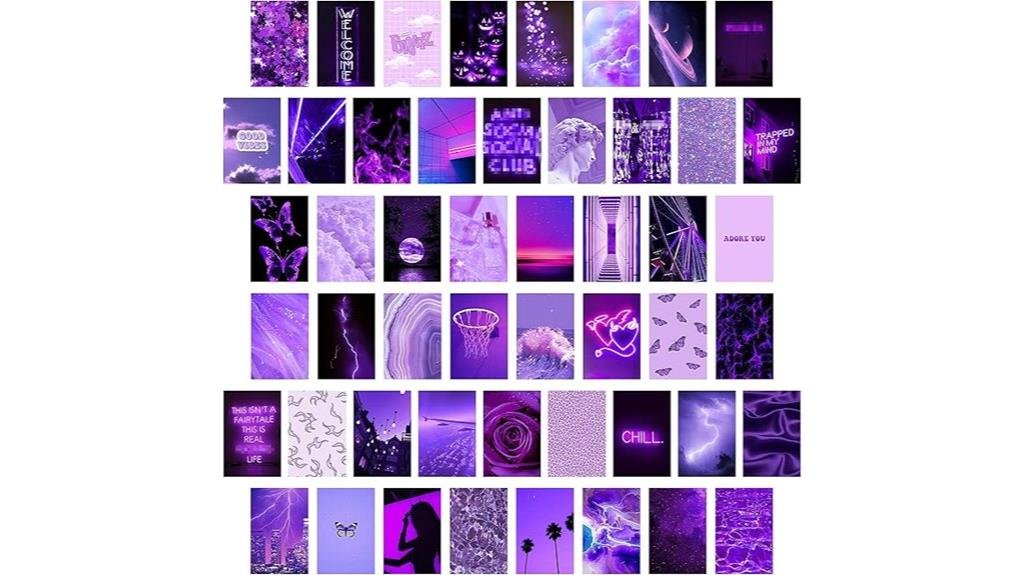 neon purple wall collage