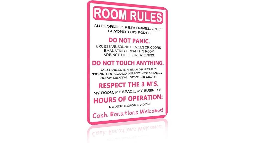 pink room rules poster