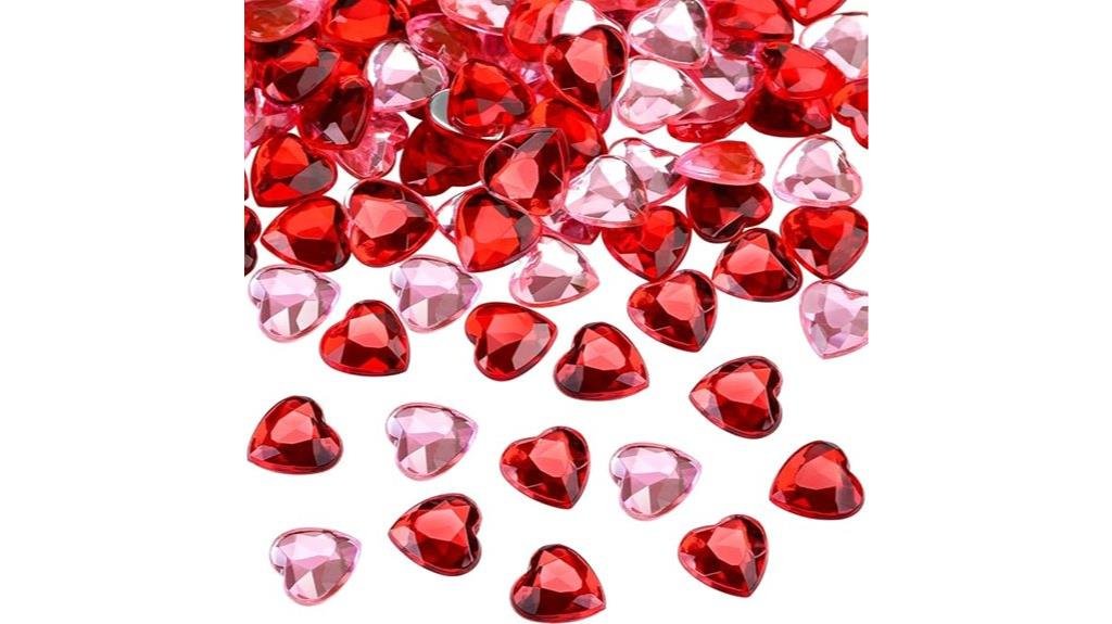 red pink acrylic hearts pack