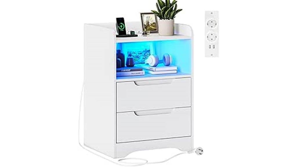 white nightstand with led