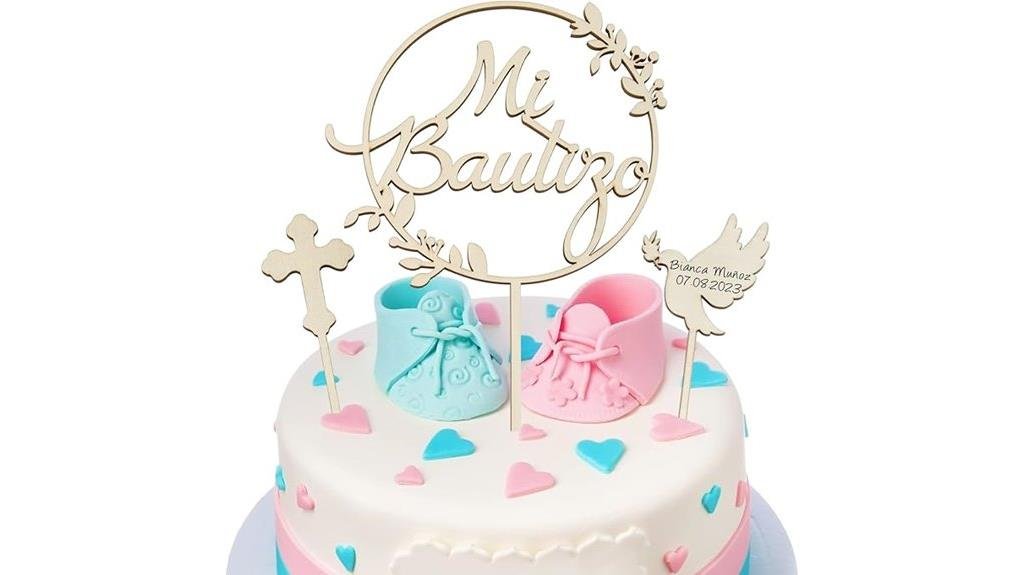 wooden baptism cake decorations